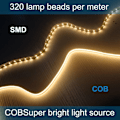 Miniatyrbillede 2 af 4: Fleksibel LED strip varm hvid 3000k høj densitet dæmpbar 5v 8w/m 640leds til soveværelse køkken gør-det-selv