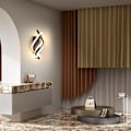 Miniatyrbillede 2 af 5: LED væglampe, indendørs væglampe moderne 26W, indendørs væglampe LED buet design, 3000 K varmt hvidt lys, sort, til soveværelse, studie