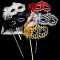 Pikkukuva 3 / 5: Blomma Handhållen Mask Kvinnor Dam Flickor Venetian Princess Masquer Black