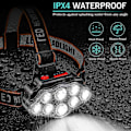 Miniatyrbillede 4 af 5: Pandelampe, Super Bright 8 Led Pandelampe USB Genopladelig Vandtæt Justerbar til Camping, Fiskeri, C