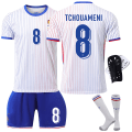 Pikkukuva 1 / 2: Ranska 2024 pelipaita jalkapallopaita Euroopan cuppean cup painos koti lasten aikuisten setti nro 8 TCHOUAMENI With socks+protective gear 22