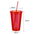 Miniatyrbild 2 av 5: 4st 450ml platt lock sugrörskopp transparent täckt mjölktekopp Hushålls kaffekopp dubbellager plastkopp dricksvattenkopp (slumpmässig färg)