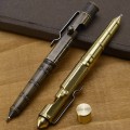 Pikkukuva 2 / 11: Käsintehty messinki-geelikyni Retro Bamboo Node Bolt -tyyppinen kynä Military Bolt Pen Sujuva kirjoitus geeli-mustekynät Metalliset Edc Pen Retro musta