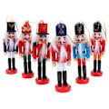 Miniatyrbilde 5 av 5: 6 stk Juldekorasjon 12cm Treprodusert Nøtteknekkerdukke Ny rød 6stk red 6pcs