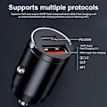 Pikkukuva 5 / 5: 100W Billaddare Tändare PD Snabbladdning QC3.0 Mini USB TypC grå