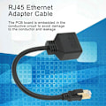 Miniatyrbild 2 av 5: RJ45 Splitter Adapter, 1 till 2 Port RJ45 Nätverks Ethernet Adapter Splitter, CAT8 Nätverkskabel Splitter Adapter för Hemmakontor,