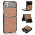 Miniatyrbillede 2 af 4: Geometrisk etui kompatibelt med Samsung Galaxy Z Flip 4, hård PC+PU Læder Stødtæt cover Sort