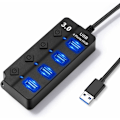 Pikkukuva 1 / 4: 4-in-1 moni-USB-portti LED-valoilla, USB 3.0 ja 2.0 -liitännät tiedonsiirtoon ja tietokoneen lataukseen
