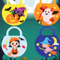 Miniatyrbillede 4 af 5: Barn Halloween Trick or Treat-taske DIY-godispose Håndværkssæt Børnehave Håndlavede material Toddler Kunstlegetøj Scenerekvisitter null - 2