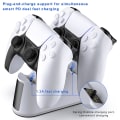 Miniatyrbilde 5 av 5: PS5-ladestasjon, ladestasjon for PS5-kontroller med justerbart lys, hurtigladdingsdokk for Playstation 5-kontroller, PS5-ladestasjon for Dualsense-kontroller playstation 5-system