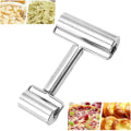 Miniatyrbillede 1 af 5: Rustfrit stål kagerulle The Dough Roller Tool Dobbelt kagerulle Non-stick kagerulle Bageri kagerulle Non-stick metal kagerulle