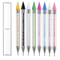 Miniatyrbilde 4 av 8: 1. dobbeltsidig prikkepenn Rhinestone Picker voksblyant neglekunst Hvit one size White one size