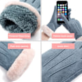 Miniatyrbild 5 av 5: 2022 Mode Damhandskar Höst Vinter Luriga Varma Vantar Full Pink one size Pink one size