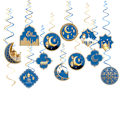 Pikkukuva 3 / 5: 12 kpl Eid Mubarak riippuva pyörre Ramadan Mubarak koristeet Onnellinen Eid kiitos
