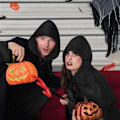 Miniatyrbillede 5 af 8: Sort Kappe Props Ridder Kappe Halloween Cosplay Vampyr Jul Fest Fancy Dress Kostume Robe Kappe Til Kvinder Mænd L