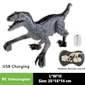 Miniatyrbild 3 av 5: RC Dinosaurie Leksak Blå Velociraptor Fjärrkontroll Dinosaurie Leksaker för Pojkar Jurassic World Raptor Dinozauriepresenter för Barn A1-Grön