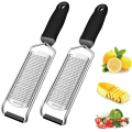 Miniatyrbillede 1 af 5: Citronskal, 2-pak Zester, Zester til køkken med skarpt blad i rustfrit stål, ostriv til citron (d-v2) sort