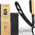 Miniatyrbilde 1 av 7: Barberkniv Wet med 10 Barberblad og Oppbevaringsveske i Rustfritt Stål