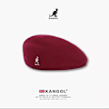 Miniatyrbilde 2 av 2: Kangol 504 Flat Cap for Menn & Kvinner - Rødvin Farge, Vinter Newsboy Stil Red wine M（56-58cm）