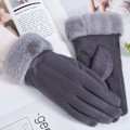 Miniatyrbillede 1 af 6: Kvinde Vinter Plys Tyk Touch Kørsel Ruskind Læder Vante Ve D OneSize D OneSize