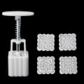 Miniatyrbillede 1 af 5: 5 stk frimærker 50 g firkantet blommåne formstøbeform Mooncake Hånd DIY Værktøj