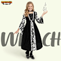 Miniatyrbilde 2 av 6: Heks kostyme for jenter, svart kjole med mørk heks-print for jenter halloween kostymer og rollespill Small (5-7 yrs)