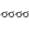 Miniatyrbillede 2 af 4: 4 stk. 1,5 m guitar patch-kabel 6,35 mm lige til højre vinkel instrumentkabel sort 150X0.65X0.65CM