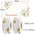 Miniatyrbilde 2 av 5: 1000 stk. rektangulære blomsterklistremerker for glass, krydder, flasker, bryllup, bursdag