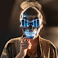 Miniatyrbillede 4 af 5: LED-lysende maske, kranieform, lysmaske, dansefester, bar-dansemaske, PP-masker