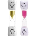 Miniatyrbild 1 av 4: 2st Timglas Timer med Smile Face Timglas för barn som leker, lagar mat, tränar, studerar, borstar tänderna, etc. (3 minuter)