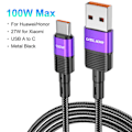 Miniatyrbild 2 av 5: 100W USB C-kabel Typ C Snabbladdningskabel 7A USB C-datasladd T Lila 2M