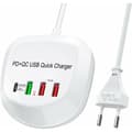 USB C Snabbladdare, USB PD QC 3.0 Strömladdare för Snabbladdning 4 Portar Multipla USB Strömadapter för iPhone iPad