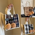 Miniatyrbilde 6 av 10: Damehåndveske Tote Bag KHAKI KNAPP KNAPP khaki button-button