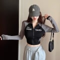 Miniatyrbillede 4 af 10: Langærmet tee cropped top GRÅ XL Gray XL