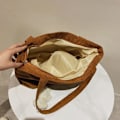 Miniatyrbillede 10 af 10: Blød Corduroy taske Dame Canvas Håndtaske BRUN brown