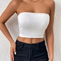 Miniatyrbillede 9 af 10: Off Shoulder Crop Tube Top Basic Breast Wrap RED M red M