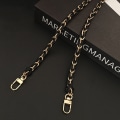 Miniatyrbillede 1 af 10: Håndtaske Metal Chain Læder Crossbody Taske Strap GULD&SORT gold&black