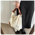 Miniatyrbillede 5 af 10: Lærreds skuldertaske Dame Tote Bag SORT Black