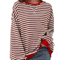 Miniatyrbillede 5 af 7: Dame oversize sweatshirt langærmet skjorte RØD M red M