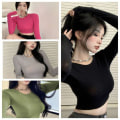 Pikkukuva 7 / 10: Pitkähihaiset Crop Tops T-paidat ROSE RED XXL Rose Red XXL