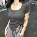 Miniatyrbillede 3 af 10: Højtaljet snøre Design Top Irregular Bluse XL XL