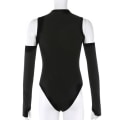 Miniatyrbilde 3 av 10: Turtleneck Cutout Onesie Off-shoulder Langermet Onesie SORT black L