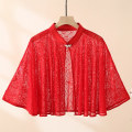 Miniatyrbillede 1 af 10: Rose Jacquard Polyester Sjaler Solbeskyttelsestørklæde RØD Red