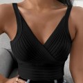 Miniatyrbilde 1 av 10: Ensfargede stropper for damer strikkede topper SVART Black