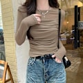 Pikkukuva 7 / 10: Pitkähihaiset T-paidat Rajattu toppi KHAKI XL Khaki XL