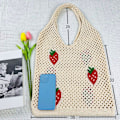 Miniatyrbillede 4 af 8: Strikkede håndtasker Hæklet Tote Bag Skuldertaske Apricot