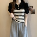 Miniatyrbilde 6 av 10: Strikket Stripe T-skjorte Allsidig topp APRIKOS Apricot