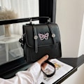 Miniatyrbillede 10 af 10: Broderi Butterfly Håndtaske Pige Rygsække SORT black