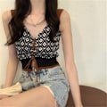 Miniatyrbilde 5 av 10: Printed Knitted Camisole Crop Top APRIKOS for kvinner Apricot