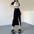 Pikkukuva 6 / 10: Split Denim -hame A-linjainen hame MUSTA XL Black XL